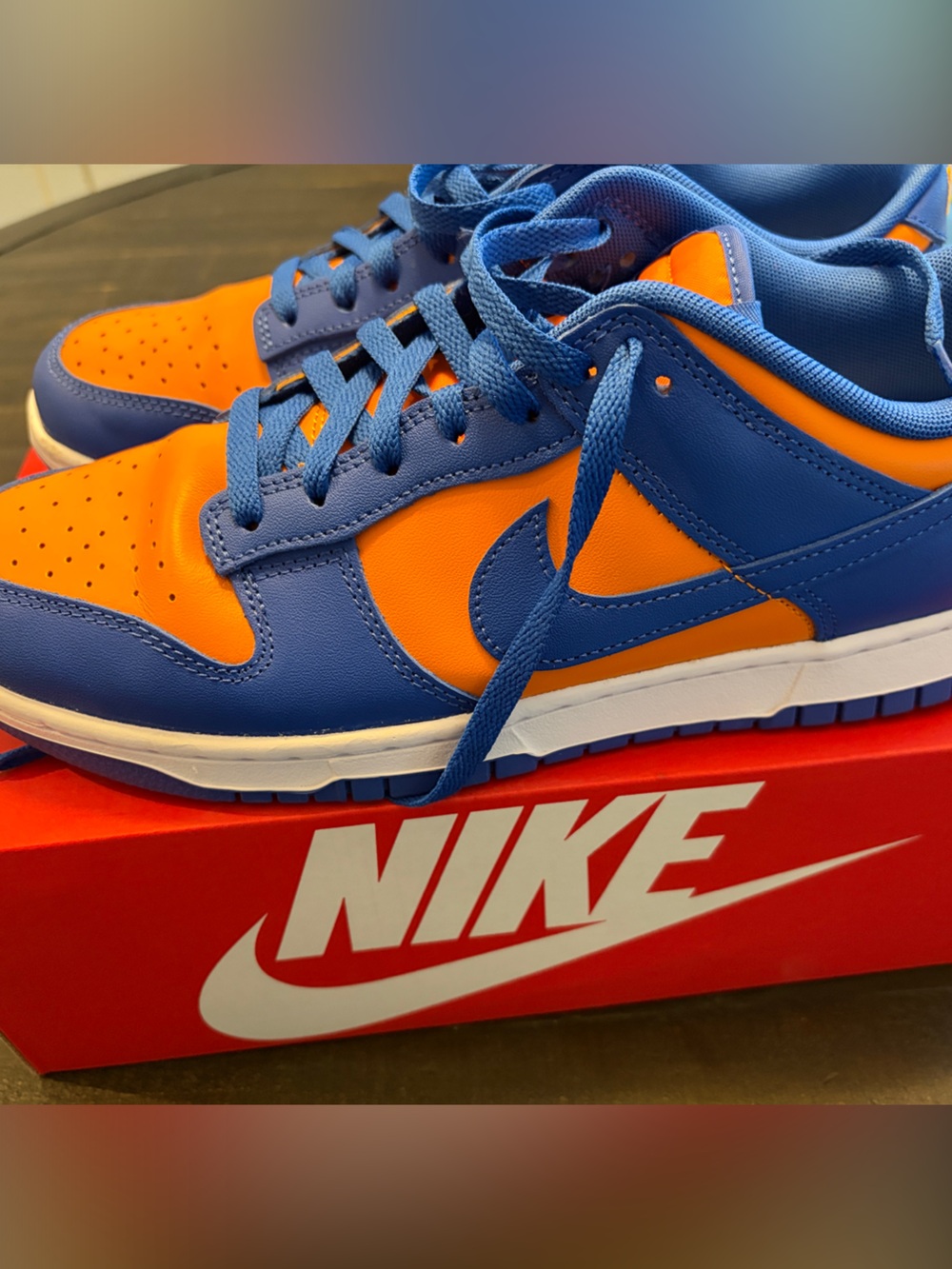 Nike Dunk Low-Top Sneakers in Blue & Orange